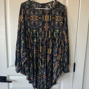 Free People Dark Multicolor Boho Blouse